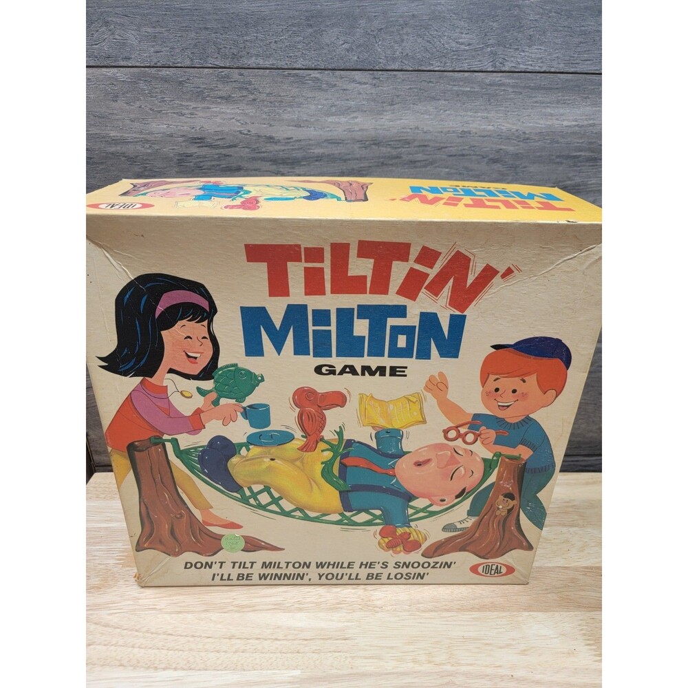 1968 Ideal Tiltin’ Milton Board Game Open Box Ideal Toys
